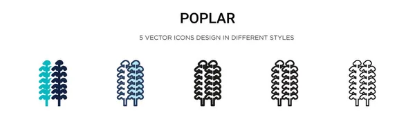 Иконка Тополя Заполнена Тонкая Линия Контур Стиль Штриха Векторная Иллюстрация — стоковый вектор