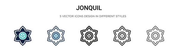 Icône Jonquil Ligne Fine Remplie Contour Style Trait Illustration Vectorielle — Image vectorielle