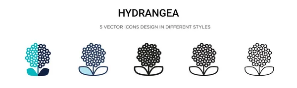 Иконка Hydrangea Заполненная Тонкая Линия Контур Стиль Штриха Векторная Иллюстрация — стоковый вектор