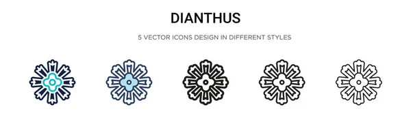 Icono Dianthus Línea Llena Delgada Contorno Estilo Trazo Ilustración Vectorial — Vector de stock