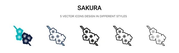 Иконка Сакура Заполненная Тонкая Линия Контур Стиль Штриха Векторная Иллюстрация — стоковый вектор