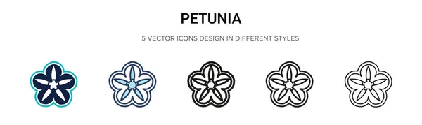 Иконка Petunia Заполненная Тонкая Линия Контур Стиль Штриха Векторная Иллюстрация — стоковый вектор