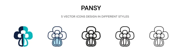 Pansy Icon Filled Thin Line Outline Stroke Style Векторная Иллюстрация — стоковый вектор