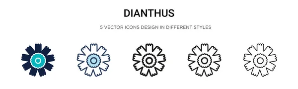 Значок Dianthus Заполненным Тонким Штрихом Контуром Мазком Векторная Иллюстрация Двух — стоковый вектор