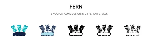 Иконка Папоротника Стиле Заполненная Тонкая Линия Контур Штрих Векторная Иллюстрация — стоковый вектор