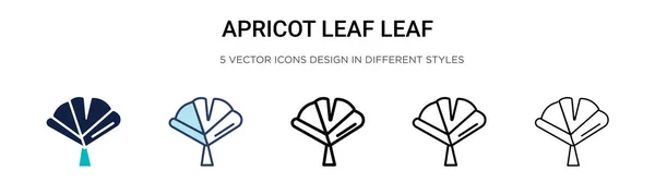 Иконка Листьев Абрикоса Заполненная Тонкая Линия Контур Стиль Штриха Векторная — стоковый вектор