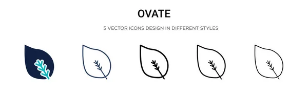 Ovate Icoon Gevulde Dunne Lijn Omtrek Slagstijl Vector Illustratie Van — Stockvector