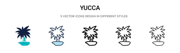 Yucca Значок Заполненной Тонкой Линии Контур Стиль Штриха Векторная Иллюстрация — стоковый вектор