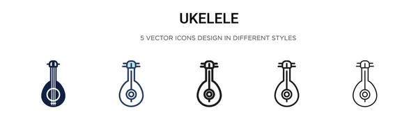 Icône Ukelele Ligne Fine Remplie Contour Style Trait Illustration Vectorielle — Image vectorielle