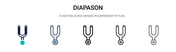 Icône Diapason Dans Style Rempli Ligne Mince Contour Trait Illustration — Image vectorielle