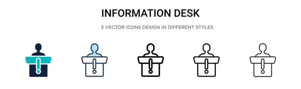 Icono Escritorio Información Línea Llena Delgada Contorno Estilo Trazo Ilustración — Archivo Imágenes Vectoriales