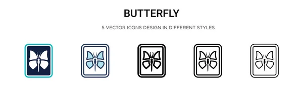 Ícone Borboleta Cheio Linha Fina Contorno Estilo Curso Ilustração Vetorial —  Vetores de Stock