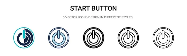 Start Button Icon Filled Thin Line Outline Stroke Style Vector — Stock Vector