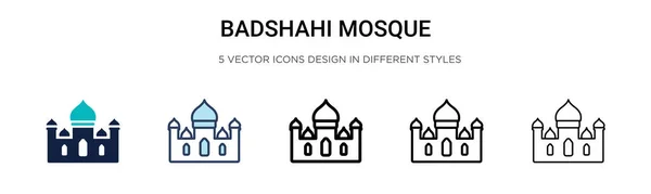 Значок Мечети Бадшахи Заполненной Тонкой Линии Контур Стиль Штриха Векторная — стоковый вектор