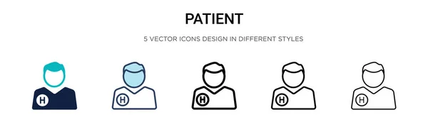 Icono Del Paciente Línea Llena Delgada Contorno Estilo Trazo Ilustración — Vector de stock