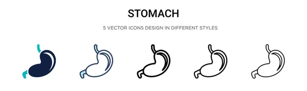 Maag Pictogram Gevulde Dunne Lijn Omtrek Slag Stijl Vector Illustratie — Stockvector