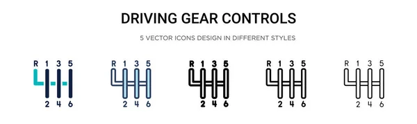 Driving Gear Controls Icon Filled Thin Line Outline Stroke Style — Stock Vector