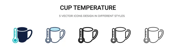 Icono Temperatura Copa Línea Llena Delgada Contorno Estilo Trazo Ilustración — Archivo Imágenes Vectoriales
