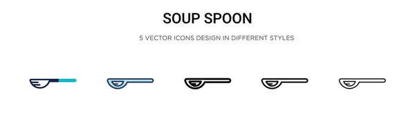 Soup spoon icon in filled, thin line, outline and stroke style. Vector illustration of two colored and black soup spoon vector icons designs can be used for mobile, ui, web