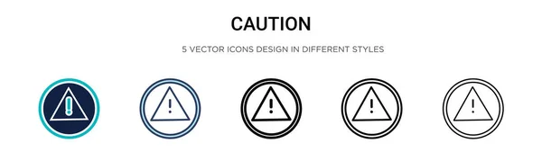 Voorzichtigheid Icoon Gevulde Dunne Lijn Omtrek Slag Stijl Vector Illustratie — Stockvector