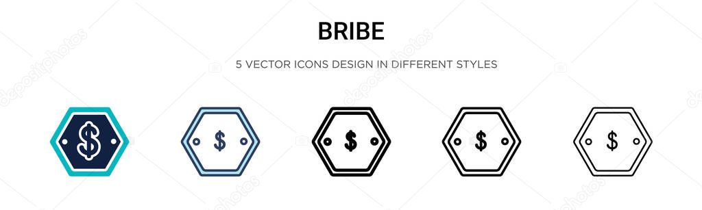 Bribe icon in filled, thin line, outline and stroke style. Vector illustration of two colored and black bribe vector icons designs can be used for mobile, ui, web