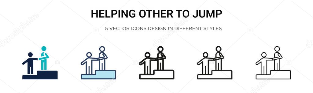 Helping Other Jump Icon Filled Thin Line Outline Stroke Style Royalty Free Stock Illustrations
