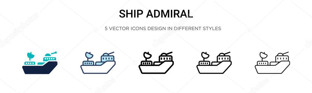 Ship admiral icon in filled, thin line, outline and stroke style. Vector illustration of two colored and black ship admiral vector icons designs can be used for mobile, ui, web
