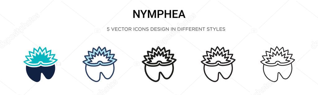 Nymphea icon in filled, thin line, outline and stroke style. Vector illustration of two colored and black nymphea vector icons designs can be used for mobile, ui, web