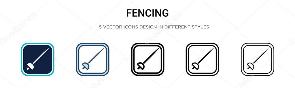 Fencing icon in filled, thin line, outline and stroke style. Vector illustration of two colored and black fencing vector icons designs can be used for mobile, ui, web — Stock Illustration Fencing Icon Filled Thin Line Outline Stroke Style Vector Illustration Royalty Free Stock Vectors