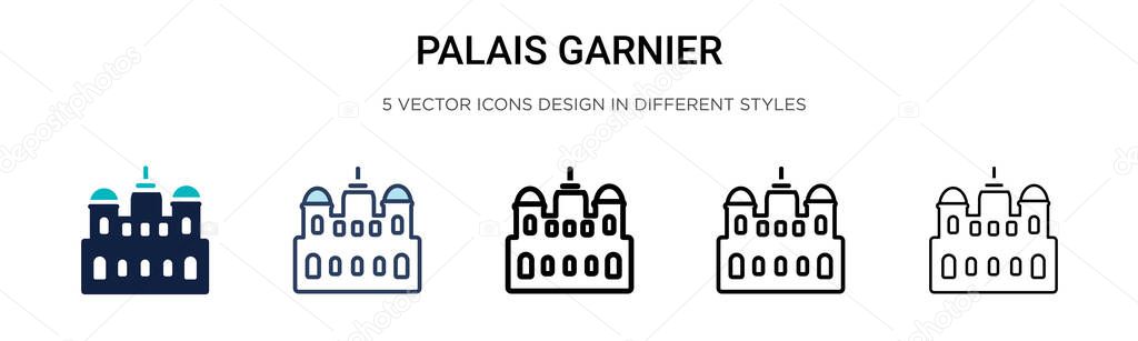 Palais garnier icon in filled, thin line, outline and stroke style. Vector illustration of two colored and black palais garnier vector icons designs can be used for mobile, ui, web