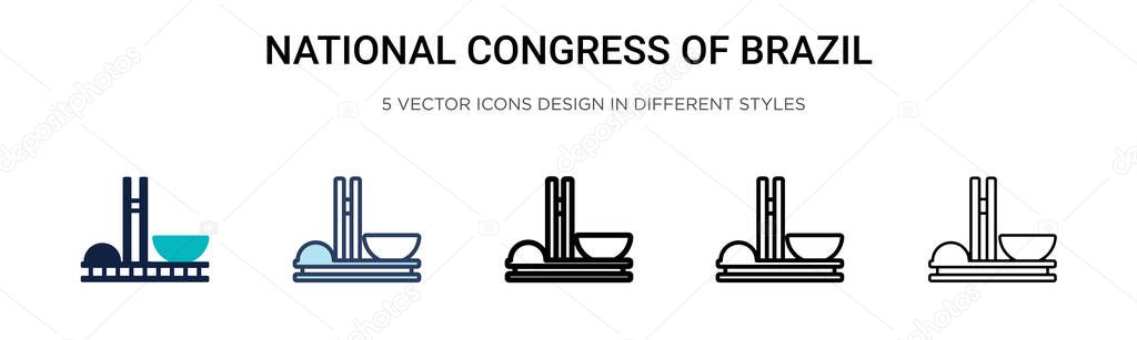 National congress of brazil icon in filled, thin line, outline and stroke style. Vector illustration of two colored and black national congress of brazil vector icons designs can be used for mobile,