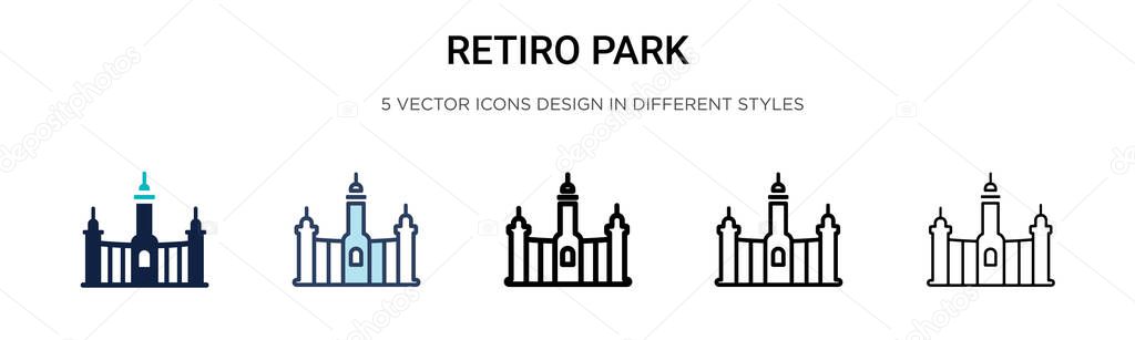 Retiro park icon in filled, thin line, outline and stroke style. Vector illustration of two colored and black retiro park vector icons designs can be used for mobile, ui, web