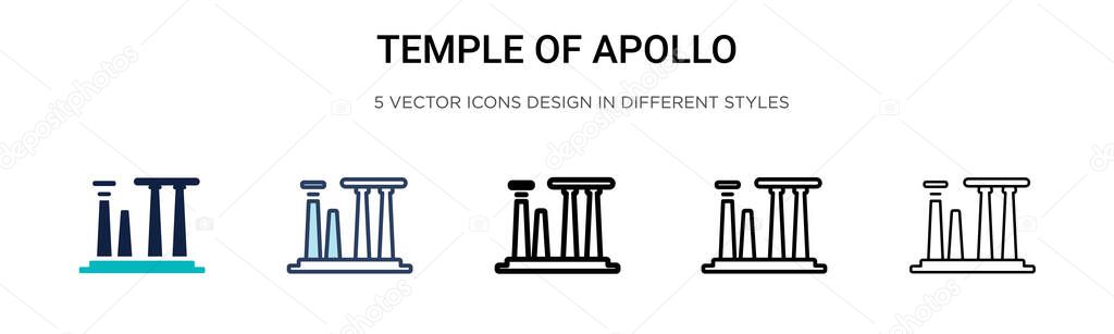 Temple of apollo icon in filled, thin line, outline and stroke style. Vector illustration of two colored and black temple of apollo vector icons designs can be used for mobile, ui, web