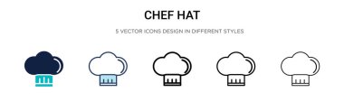 Şef şapka ikonu, ince çizgi, özet ve vuruş stili. Mobil, ui, web için iki renkli ve siyah şef şapka vektör ikonu tasarımı vektör illüstrasyonu kullanılabilir