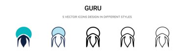 Guru simgesi dolu, ince çizgi, özet ve vuruş stili. İki renkli ve siyah guru vektör simgesi tasarımı mobil, ui, web için kullanılabilir