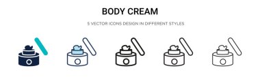 Vücut kremi ikonu, ince çizgi, özet ve vuruş stili. Mobil, ui, web için iki renkli ve siyah vücut kremi ikonu tasarımı vektör illüstrasyonu kullanılabilir