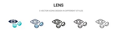 Lens simgesi doldurulmuş, ince çizgi, özet ve vuruş stili. Mobil, ui, web için iki renkli ve siyah lens vektör ikonu tasarımı vektör illüstrasyonu kullanılabilir
