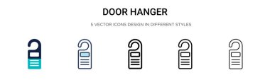 Kapı asma ikonu dolu, ince çizgi, özet ve vuruş stili. Mobil, ui, web için iki renkli ve siyah askı vektör ikonu tasarımı vektör illüstrasyonu kullanılabilir