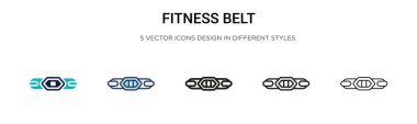 Fitness kemeri ikonu doldurulmuş, ince çizgi, dış hatlar ve vuruş stili. Mobil, ui, web için iki renkli ve siyah fitness kemer vektör ikonu tasarımı vektör illüstrasyonu kullanılabilir