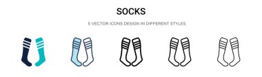 Çorap ikonu dolu, ince çizgi, özet ve vuruş stili. Mobil, ui, web için iki renkli ve siyah çorap vektör ikonu tasarımı vektör illüstrasyonu kullanılabilir