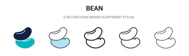 Bean icon in filled, thin line, outline and stroke style. Vector illustration of two colored and black bean vector icons designs can be used for mobile, ui, web clipart