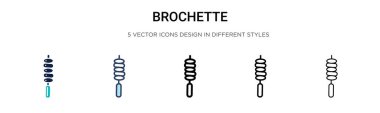 Brochette simgesi doldurulmuş, ince çizgi, özet ve vuruş stili. Mobil, ui, web için iki renkli ve siyah broşet vektör ikonu tasarımı vektör illüstrasyonu kullanılabilir