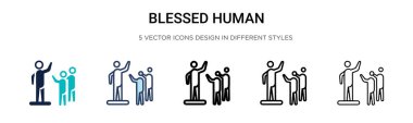 Kutsanmış insan ikonu, ince çizgi, özet ve vuruş stili. Mobil, ui, web için iki renkli ve siyah insan vektör ikonu tasarımı vektör illüstrasyonu kullanılabilir