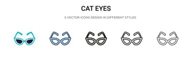 Kedi gözü ikonu, ince çizgi, özet ve vuruş stili. Mobil, ui, web için iki renkli ve siyah kedi gözü vektör ikonu tasarımı vektör illüstrasyonu kullanılabilir