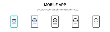 Mobil uygulama simgesi doldurulmuş, ince çizgi, özet ve vuruş stili. Mobil, ui, web için iki renkli ve siyah mobil uygulama vektör ikonu tasarımının vektör illüstrasyonu kullanılabilir
