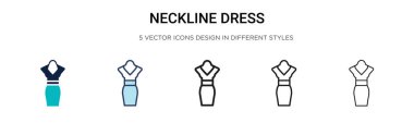 Yaka çizgisi elbise ikonu dolu, ince çizgi, özet ve vuruş stili. Mobil, ui, web için iki renkli ve siyah yaka elbise vektör ikonu tasarımı vektör illüstrasyonu kullanılabilir