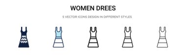 Kadınlar ikonu doldurulmuş, ince çizgi halinde, ana hatlarıyla ve vuruş stiliyle süzerler. İki renkli ve siyahi kadının vektör illüstrasyonu vektör simgelerini kurutur. Mobil, ui, web için kullanılabilir.