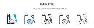 Saç boyası ikonu doldurulmuş, ince çizgi, dış hatlar ve vuruş stili. Mobil, ui, web için iki renkli ve siyah saç vektör ikonu tasarımı vektör illüstrasyonu kullanılabilir