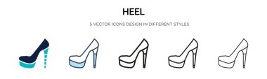 Topuk simgesi doldurulmuş, ince çizgi, dış hat ve vuruş stili. Mobil, ui, web için iki renkli ve siyah topuk vektör ikonu tasarımı vektör illüstrasyonu kullanılabilir