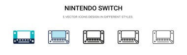 Nintendo anahtar simgesi dolu, ince çizgi, özet ve vuruş stili. Mobil, ui, web için iki renkli ve siyah nintendo vektör simgesi tasarımı vektör illüstrasyonu kullanılabilir